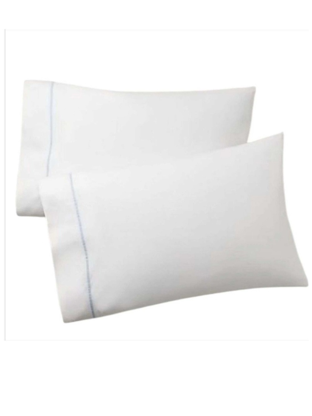 Ralph Lauren Palmer Percale Organic Standard Pillowcases Pkg of 2 White Blue NWT